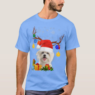 Camiseta Navidades malteses de perros renos alumbran Navida