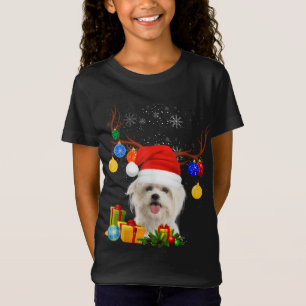 Camiseta Navidades malteses de perros renos alumbran Navida