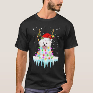 Camiseta Navidades malteses de reno de Santa Hat encienden