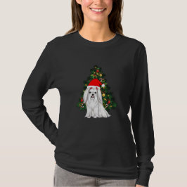 Camiseta Navidades malteses, Navidad Perro maltés con sombr