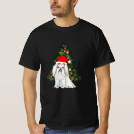 Camiseta Navidades malteses, Navidad Perro maltés con sombr