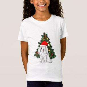 Camiseta Navidades malteses, Navidad Perro maltés con sombr