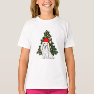 Camiseta Navidades malteses, Navidad Perro maltés con sombr