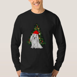 Camiseta Navidades malteses, Navidad Perro maltés con sombr