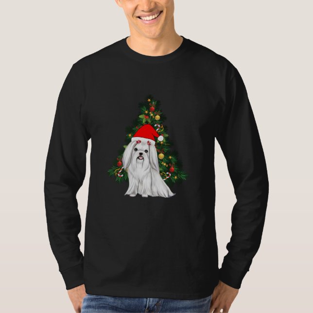 Camiseta Navidades malteses, Navidad Perro maltés con sombr (Anverso)