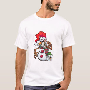Camiseta navidades malvado muñeco de nieve con cabeza de mo