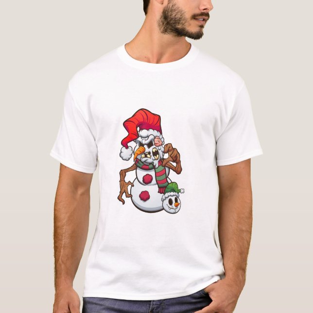 Camiseta navidades malvado muñeco de nieve con cabeza de mo (Anverso)