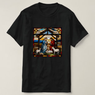 Camiseta Navidades Manger Scene Faux Staines estilo