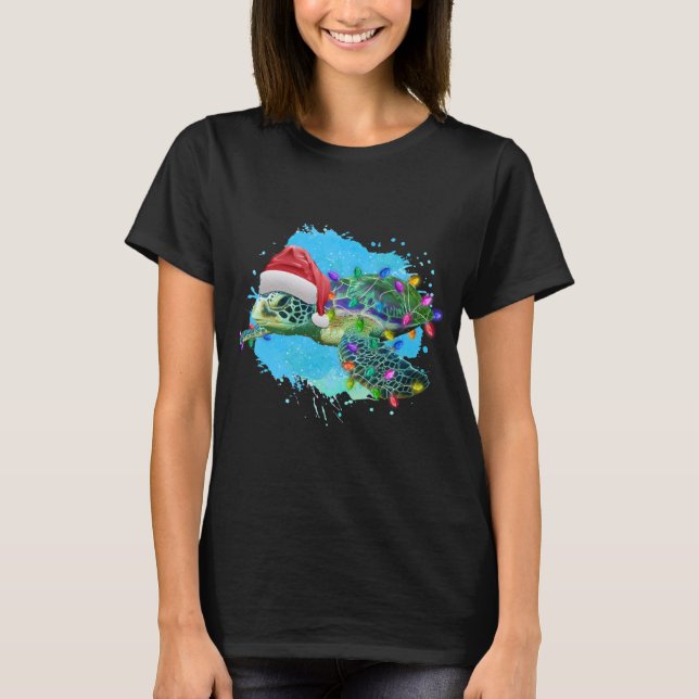 Camiseta Navidades Marean Tortuga Con Sombrero De Santa Y N (Anverso)