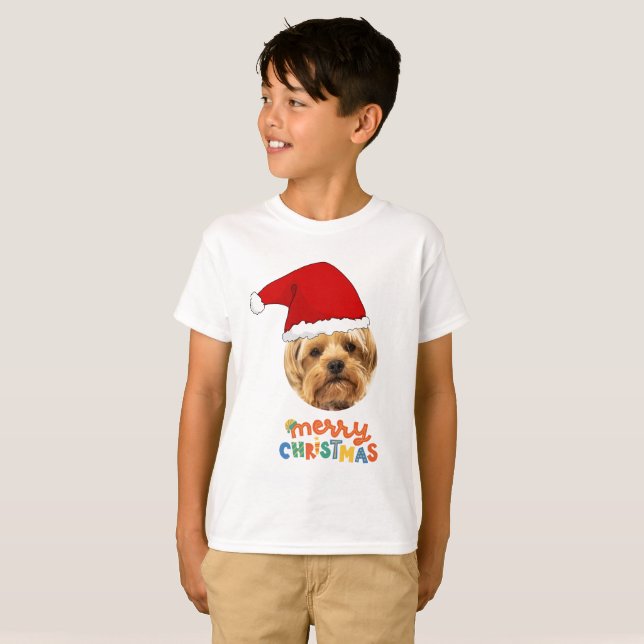 Camiseta Navidades Mascotas divertidos, Mascota Gorra de Sa (Anverso completo)