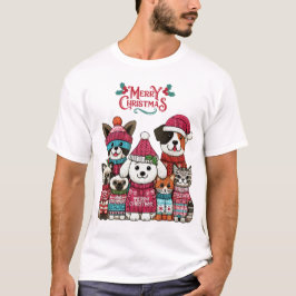 Camiseta Navidades Mascotas Estilo de punto