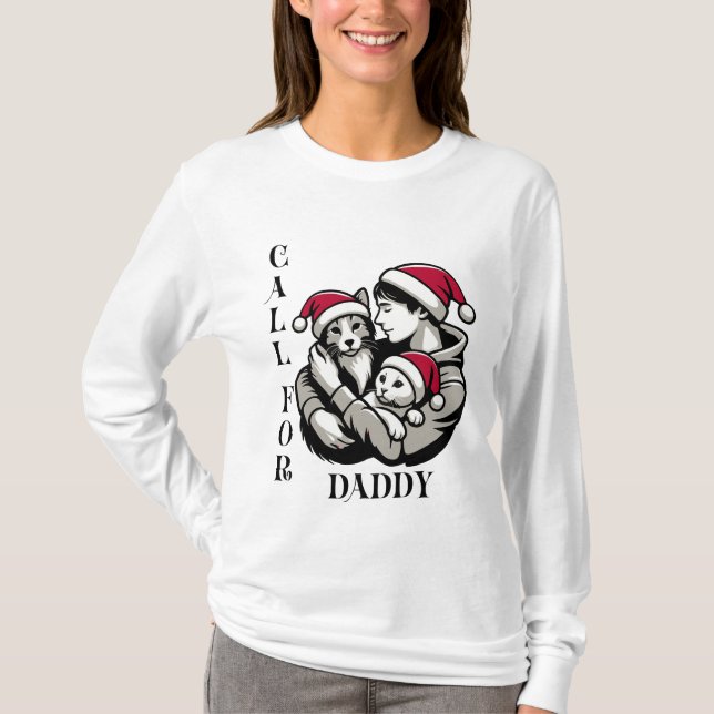 Camiseta Navidades mascotas minimalistas llaman a papá (Anverso)