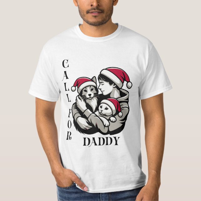 Camiseta Navidades mascotas minimalistas llaman a papá (Anverso)