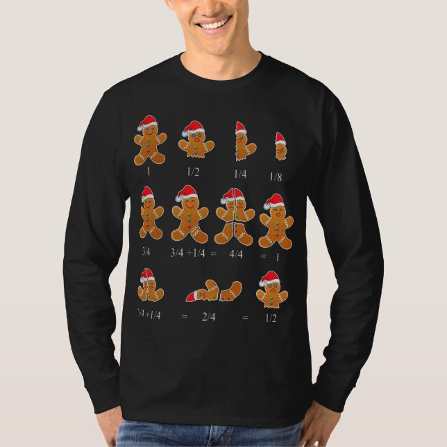 Camiseta Navidades Math Teacher Fraction Gingerbread Cookie (Anverso)