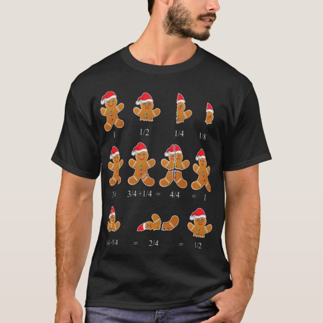 Camiseta Navidades Math Teacher Fraction Gingerbread Cookie (Anverso)