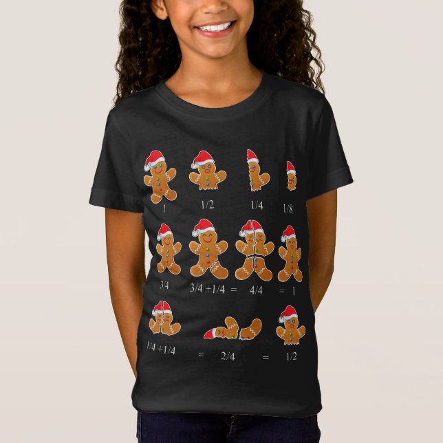 Camiseta Navidades Math Teacher Fraction Gingerbread Cookie (Anverso)