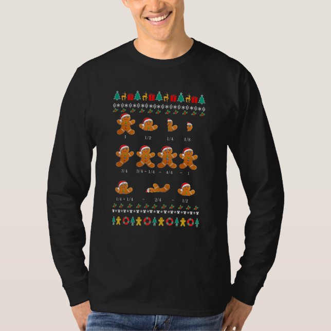 Camiseta Navidades Math Teacher Fraction Gingerbread Cookie (Anverso)