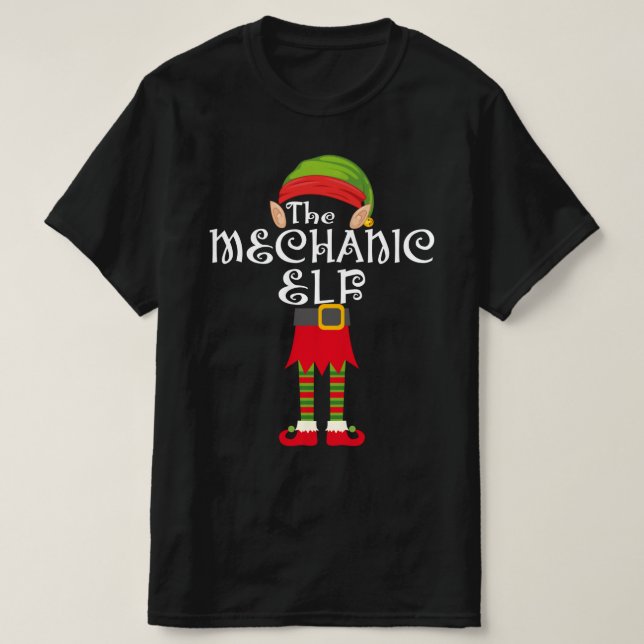 Camiseta navidades mecánicos de pareja de elfos (Diseño del anverso)