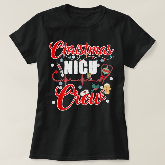Camiseta Navidades Médica de enfermería de la NICU Tech Neo (Diseño del anverso)
