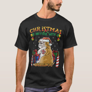 Camiseta Navidades Mejor Con Un Bulldog Perro De Papá Noel