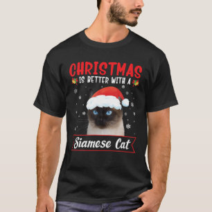 Camiseta Navidades Mejor Con Un Gato Siamés Feliz Navidad