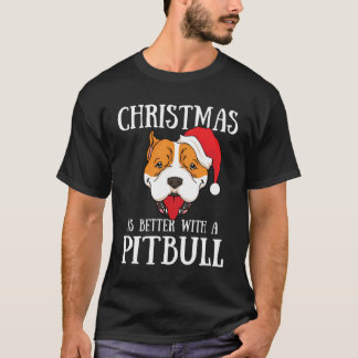 Camiseta Navidades Mejor Con Un Perro De Pitbull Santa Clau