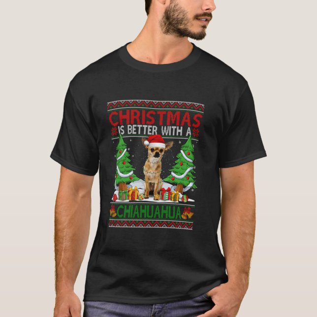 Camiseta Navidades Mejor Con Una Cristiandad Fea Chiahuhua (Anverso)