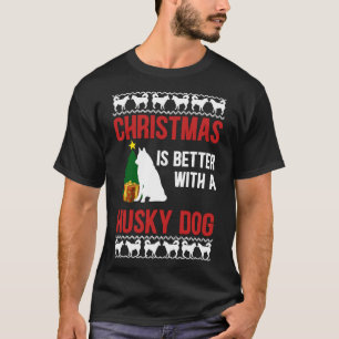 Camiseta Navidades Mejor Con Una Mezcla De Perro Husky Tri