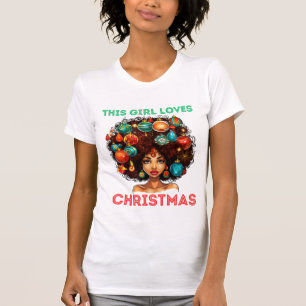 Camiseta Navidades Melanin Sista, Chica negra brillante