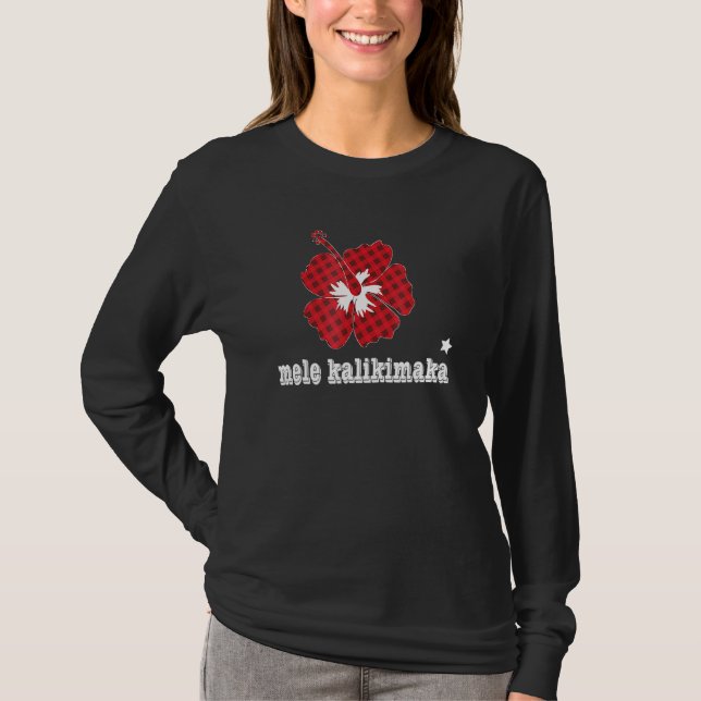 Camiseta Navidades Mele Kalikimaka Hawaii Hibiscus (Anverso)