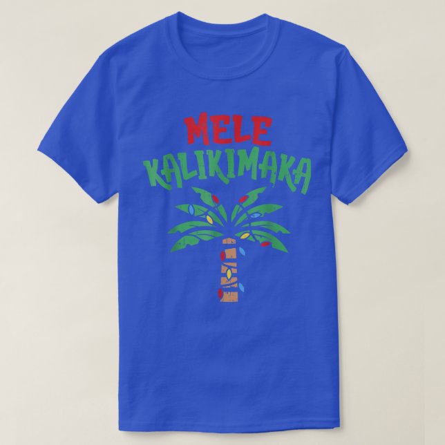 Camiseta Navidades Mele Kalikimaka Palm Tree Luz Hawaiana (Diseño del anverso)
