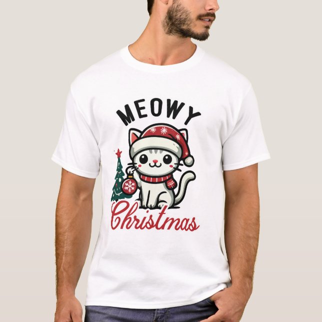 Camiseta Navidades Meowy - Festividad festiva de gato lindo (Anverso)