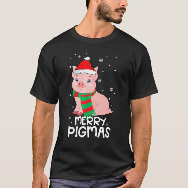 Camiseta Navidades Merry Pigmas Divertidas Navidades Pajama (Anverso)