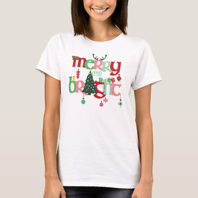 Camiseta Navidades merry y brillantes (Anverso)