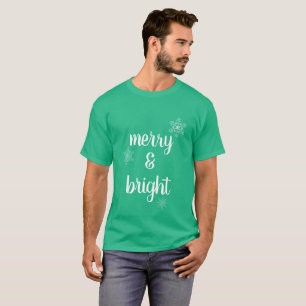 Camiseta Navidades merry y brillantes copos de nieve