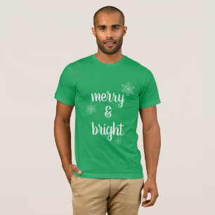Camiseta Navidades merry y brillantes copos de nieve
