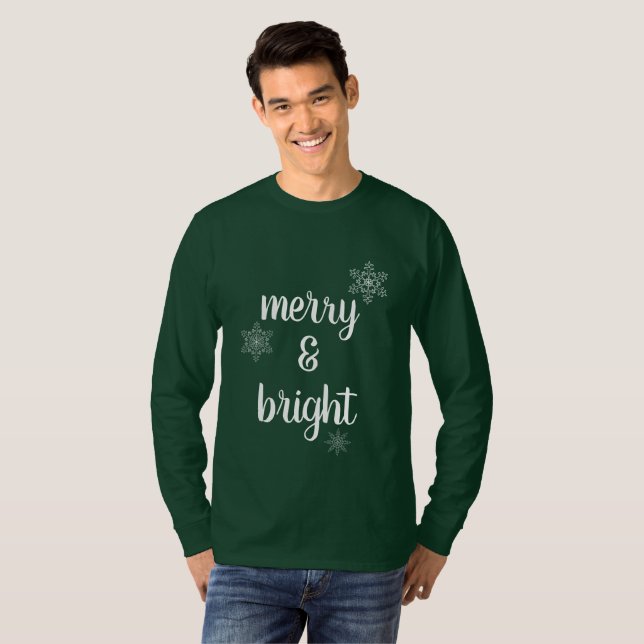 Camiseta Navidades merry y brillantes copos de nieve (Anverso completo)