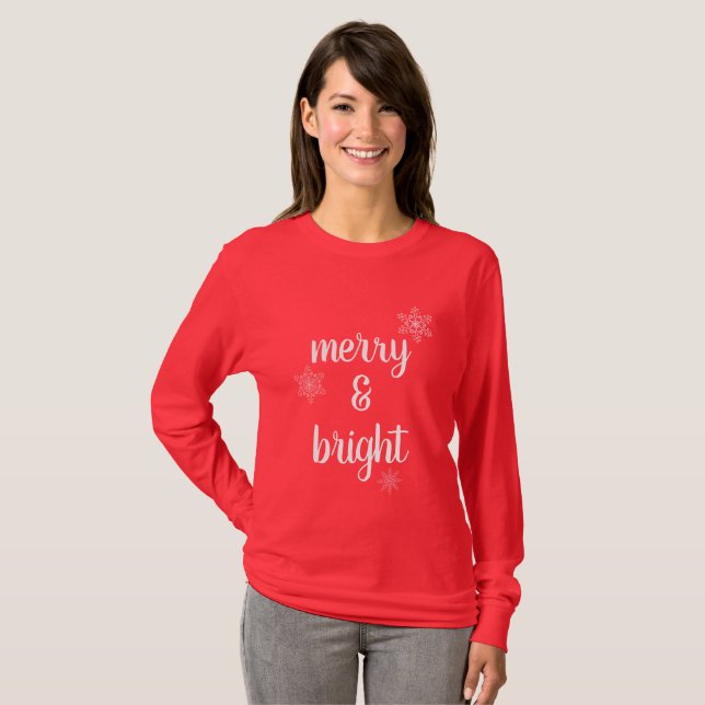 Camiseta Navidades merry y brillantes copos de nieve (Anverso completo)