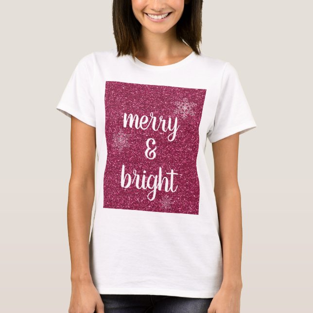 Camiseta Navidades merry y brillantes Copos de nieve Purpur (Anverso)