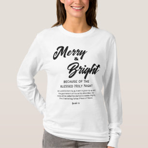 Camiseta Navidades merry y brillantes guión negro