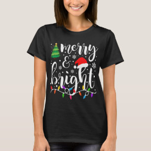 Camiseta Navidades merry y brillantes iluminan divertida im