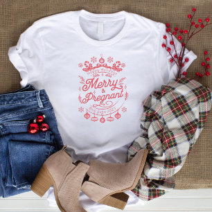 Camiseta Navidades merry y embarazadas Invitación retro T-S