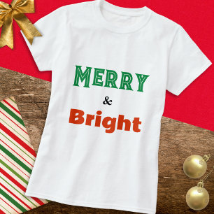 Camiseta Navidades merry y luminosos festivos coloridos y e