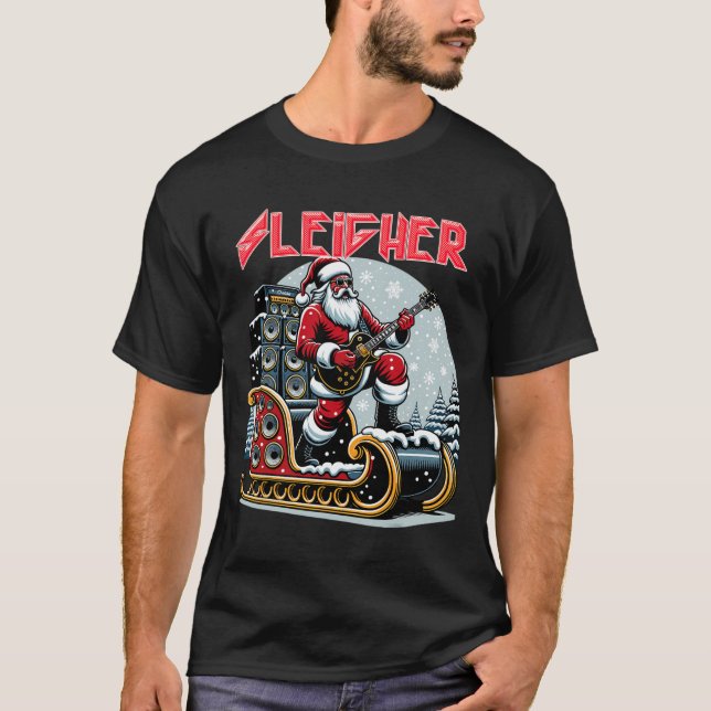 Camiseta Navidades Metalizado de Sleigher Hail Santa Heavy  (Anverso)