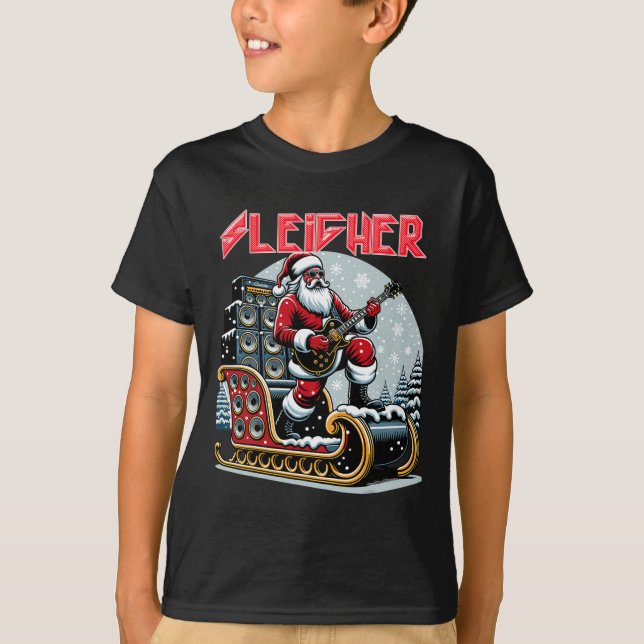 Camiseta Navidades Metalizado de Sleigher Hail Santa Heavy  (Anverso)