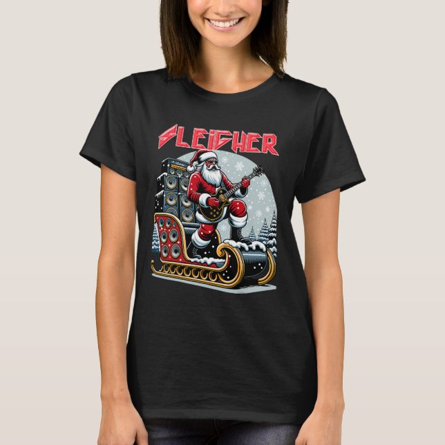 Camiseta Navidades Metalizado de Sleigher Hail Santa Heavy  (Anverso)