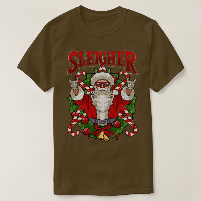 Camiseta Navidades Metalizado pesados de Sleigher Santa Cla (Diseño del anverso)