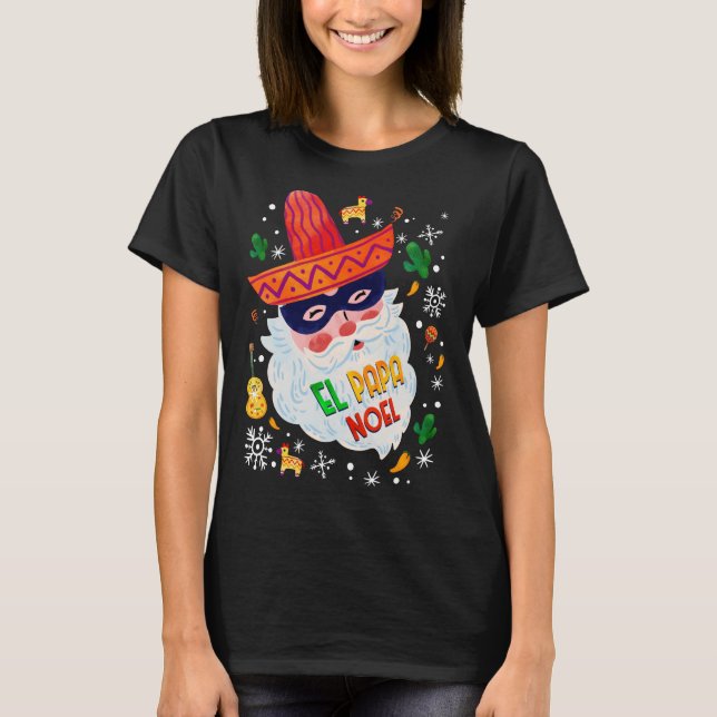 Camiseta Navidades mexicanos de El Papa Noel Sombrero Santa (Anverso)