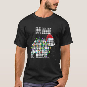 Camiseta Navidades Mimi Bear Black White Plaid Xmas Matchin