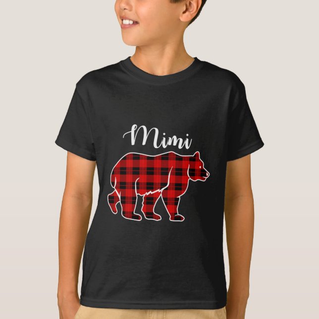 Camiseta Navidades Mimi Bear Red Plaid Costume Fam Costume (Anverso)
